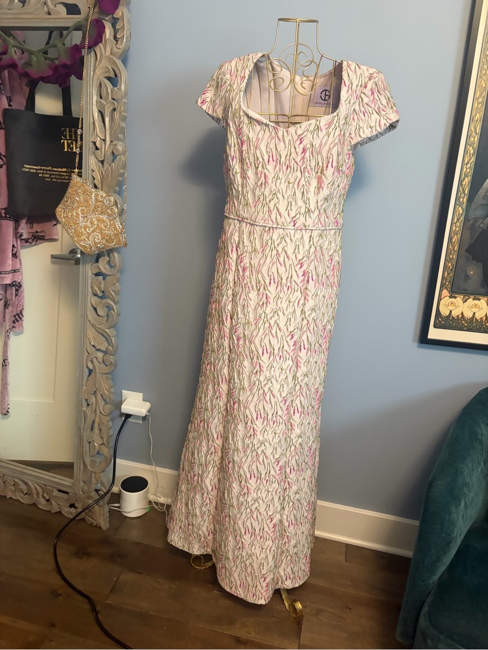 JS Collections Pink and Green Floral Maxi Dress